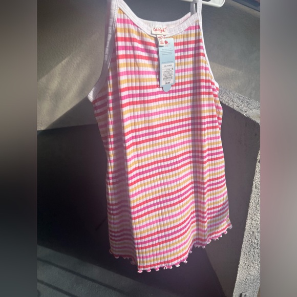 Cat & Jack Warm Stripe Girl’s Tank Top - Picture 3 of 5